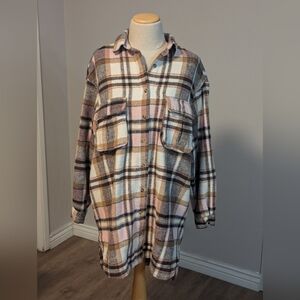Women's Misguided Plaid Button Down Shacket Size 4 (S)